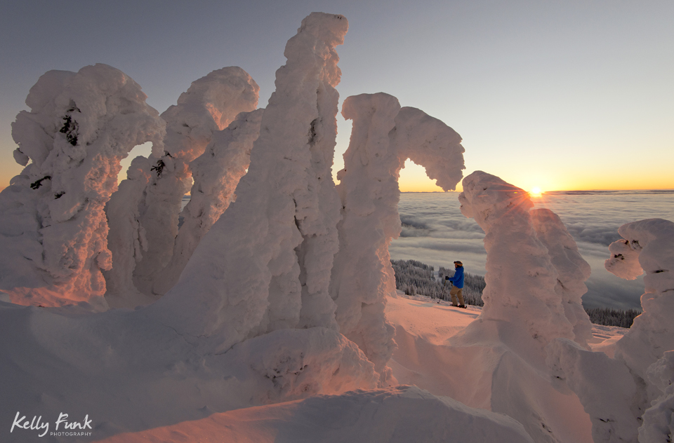 Snow ghosts at the top of Sun Peaks Resort, Thompson Okanagan region of British Columbia, Canada