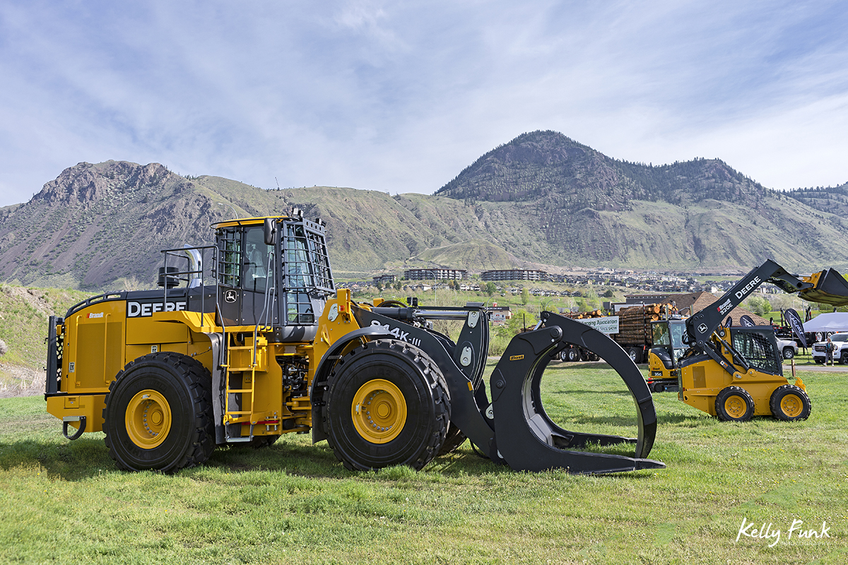 Heavy duty equipment on display at the 2018 BC Interior Logging Association convention, Kamloops, British Columbia, Canada