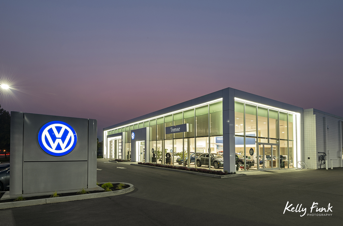 Volkswagen dealership in Kelowna, British Columbia, Canada during an architectural shoot