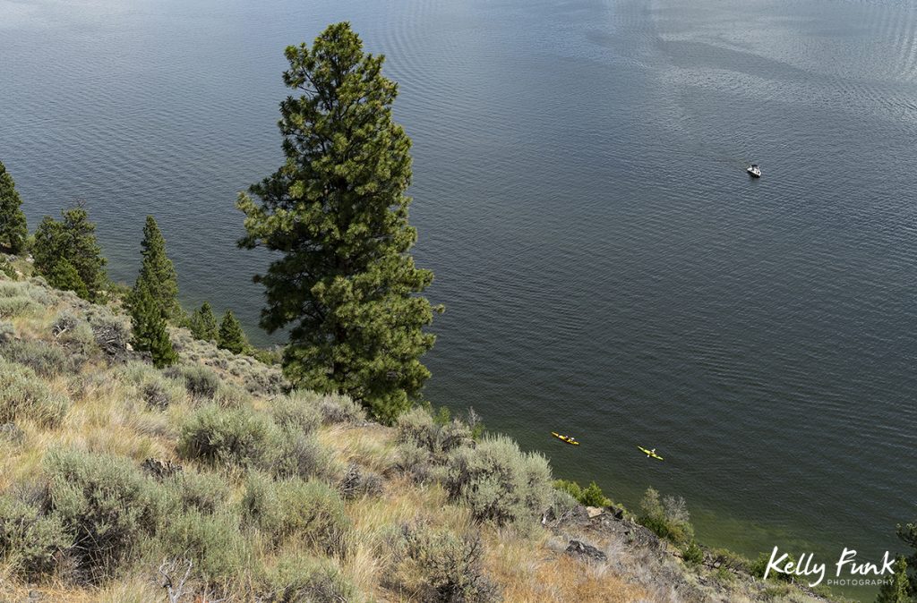 Summer kayak activity at Nicola lake, near Merritt, Thompson Nicola region, British Columbia, Canada