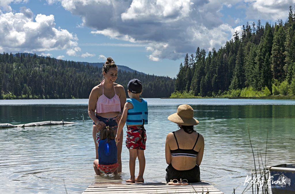 Summer family and lake activity at Kentucky lake, near Merritt, Thompson Nicola region, British Columbia, Canada