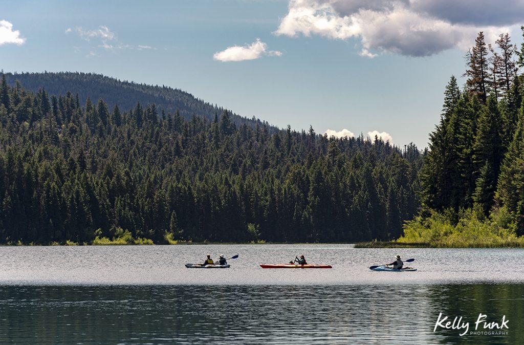 Summer kayak and lake activity at Kentucky lake, near Merritt,  Thompson Nicola region, British Columbia, Canada