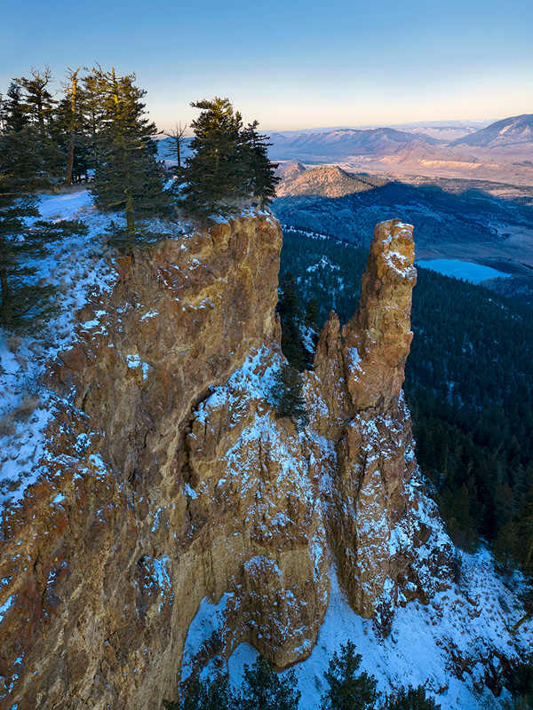 The Pinnacle, a geologic landscape feature east of Kamloops with the drone, British Columbia, Canada
