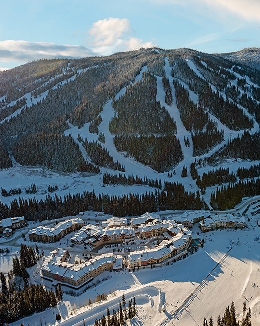 Drone perspective at Sun Peaks Resort, BC Canada